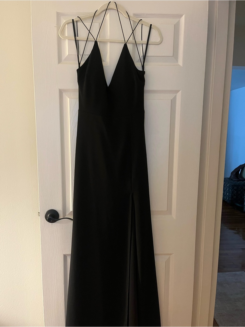 Windsor Black Backless V-Neck Strappy Evening Gown
